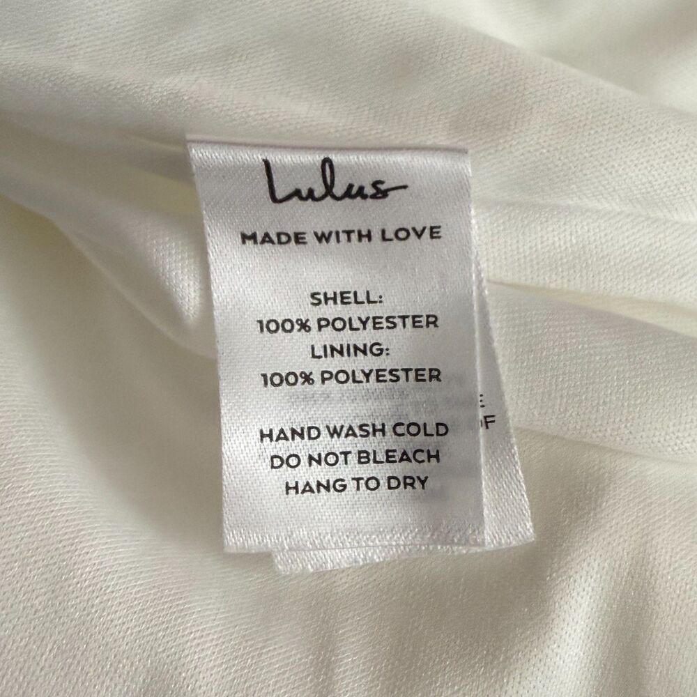 LULUS Sweet Sentiments Jacquard Tiered Midi Dress L White Tie Strap Slit NWT B81 - Picture 6 of 6
